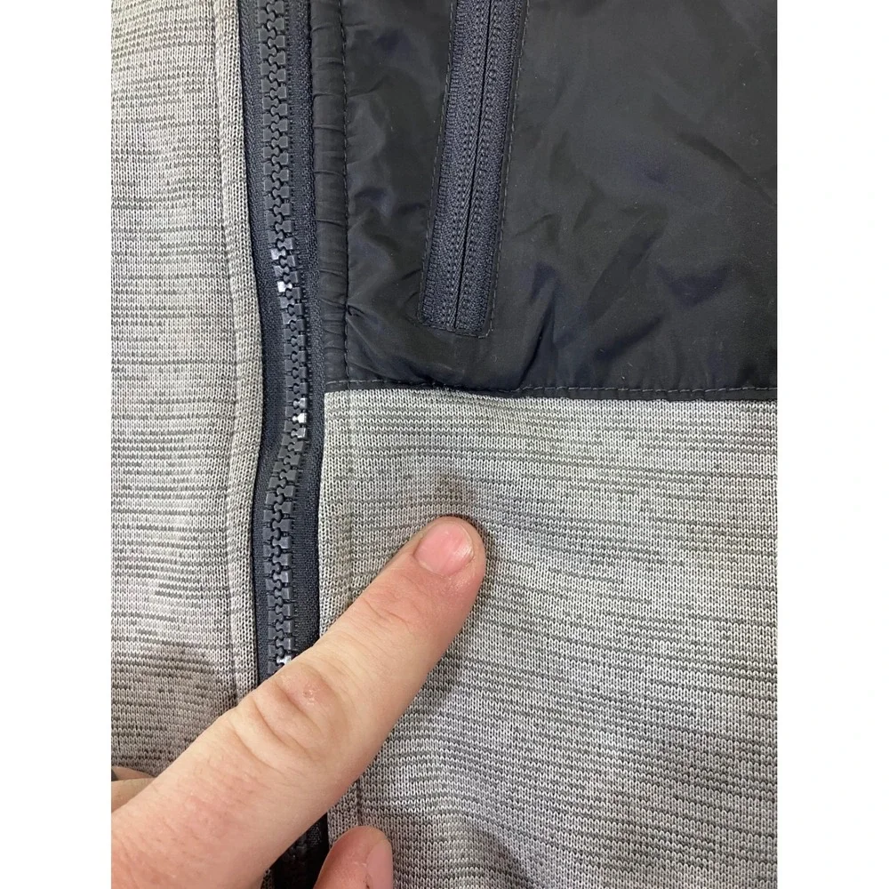 Kids Reebok‎ Bomber Jacket Gray Black Full Zip Athletic Track Jacket L 14 16